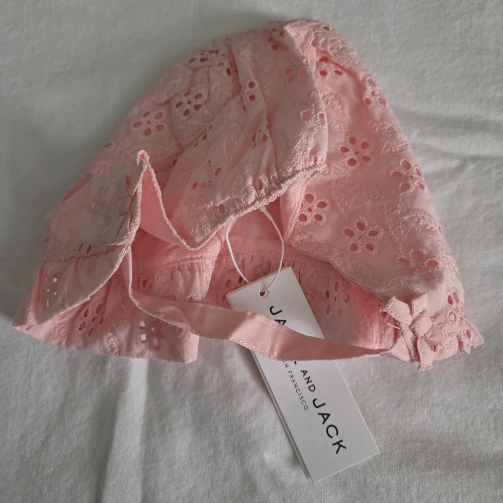 Janie and Jack Pink Floral Baby Bonnet